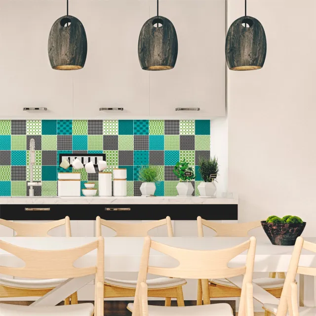 Ambiance Sticker Zelfklevende muurtegelstickers voor keuken en badkamer - 15 Scandinavische cementtegelstickers, Sofia-stijl - 15 stickers, 15x15 cm Multi color