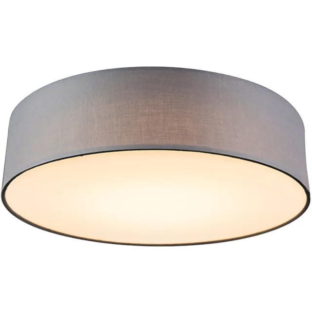 QAZQA drum led - Moderne LED Plafondlamp - 1 lichts - Ø 400 mm - Grijs - Woonkamer | Slaapkamer | Keuken Grijs LED