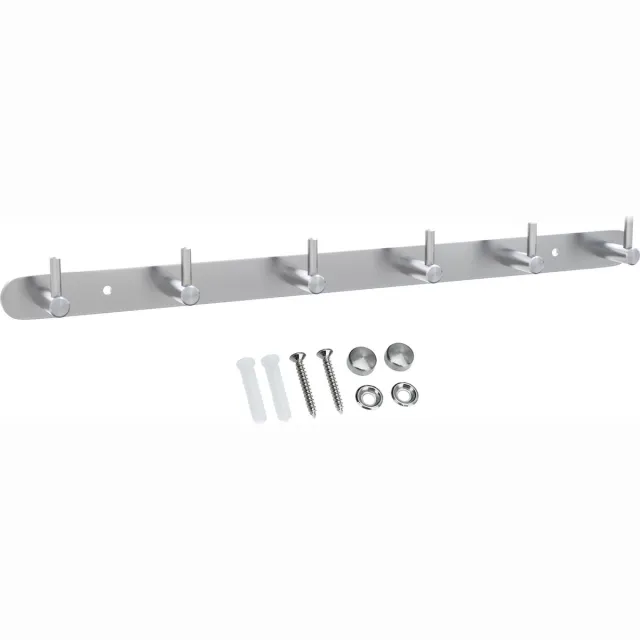 Intirilife roestvrijstalen kapstok model B - 6 haken - jashaken kapstok in 5 verschillende designs Zilver