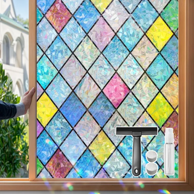 Mgood Decoratieve Raamfolie met Diamantpatroon Gekleurde Ruit