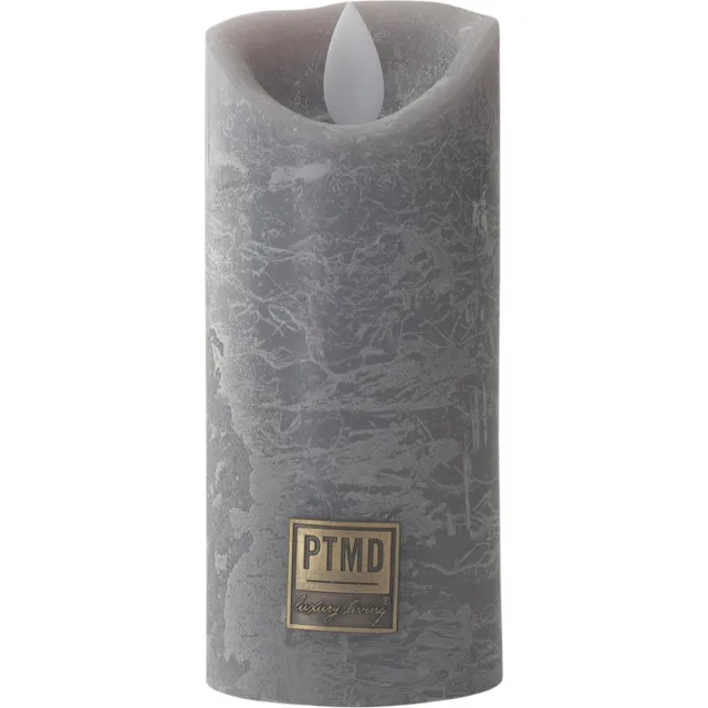 PTMD LED kaars Rustiek grijs 5,5 x 5,5 x 12,5 cm - LED Light Candle rustic grey moveable flame