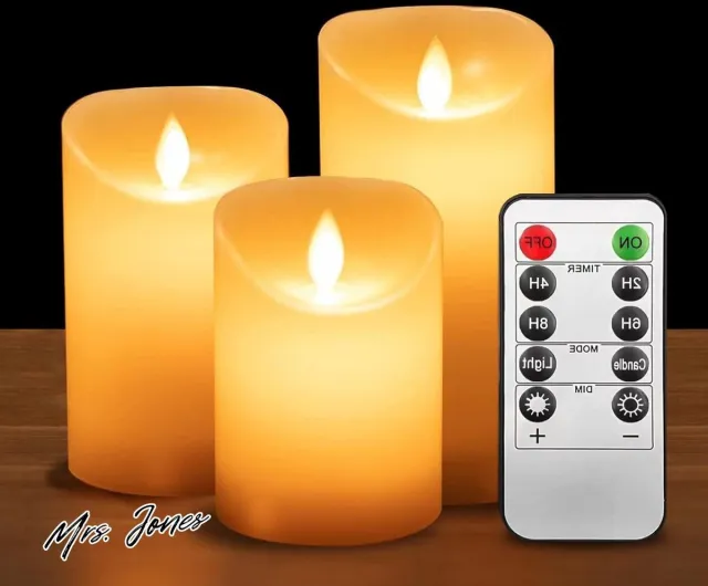 Mrs. Jones Led-kaarsen flikkerende vlam set van 3 stuks - kerstdecoratie kerstlantaarns - voor binnen warmwit . multi-color