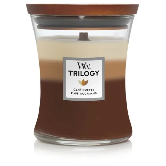 Woodwick Hourglass Trilogy Medium Geurkaars - Cafe Sweets - 60 branduren Meerkleurig