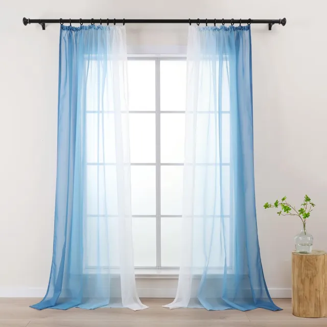 Unyqoos Transparante voile gordijnen met kleurrijk kleurverloop voor huisdecoratie blauw