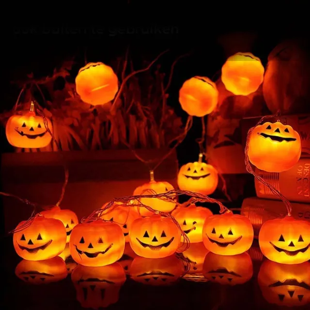 Happy Happenings Halloween Lichtsnoer – 1,5M – 10 Pompoen Lampjes – LED Slinger - Decoratie - Lichtslinger - Lichtjes LED