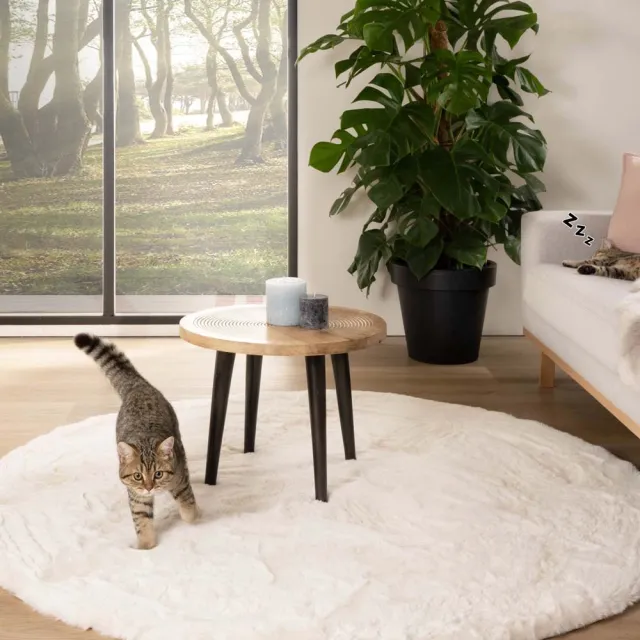 Tapeso Rond hoogpolig vloerkleed - Comfy Plus wit 200