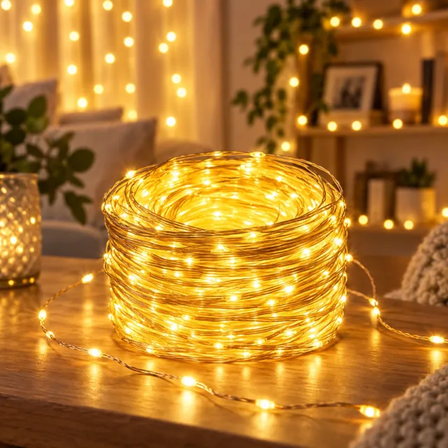 MUPOO Lichtsnoer Buiten 100M 800 LEDs - Lichtslinger Buiten met 8 Lichtstanden & Geheugenfunctie - Kerstverlichting Buiten - Tuinverlichting & Kerstboomverlichting voor Grote Tuin, Gevel en Kerst - Warm Wit - 1 Stuk