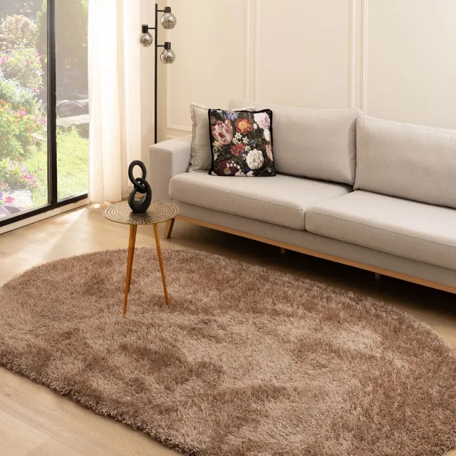 Tapeso Velvet vloerkleed ovaal - Posh bruin 150x240