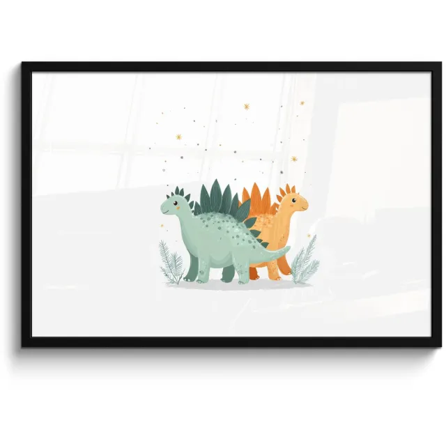 FrameYourWall Poster in lijst - Fotolijst 90x60 cm - Posters - Planten - Sterren - Dinosaurussen - Oranje - Posterlijst zwart - Decoratie - Wanddecoratie woonkamer - Muurdecoratie slaapkamer