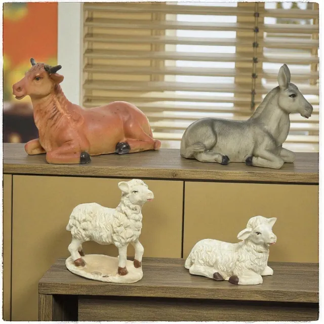 Decoris Losse Dieren voor Kerststal - 4 Stuks - 7 cm Hoog - Kerst Transparant
