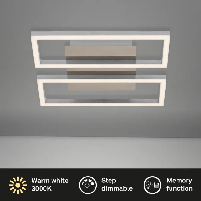 B.K.Licht Briloner Leuchten - LED plafondlamp, plafondlamp dimbaar, incl. geheugenfunctie, 14,5 watt, 1.400 lumen, 3.000 Kelvin, mat nikke nikkel-mat