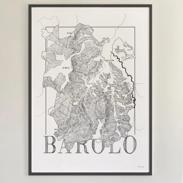 Brushery Wijnposter - Barolo - Italië - Wijnkaart - Zwartwit