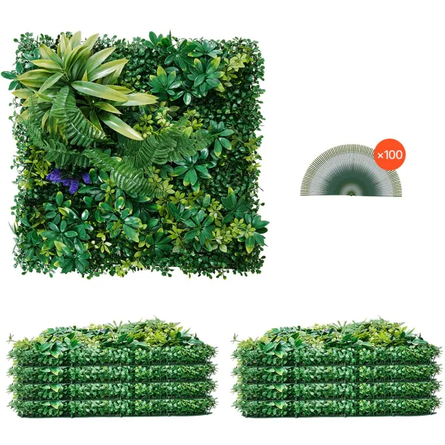 Vevor 8st. Kunsthaag Kunstplantenwand Privacyscherm PE 500x500x50mm Groen