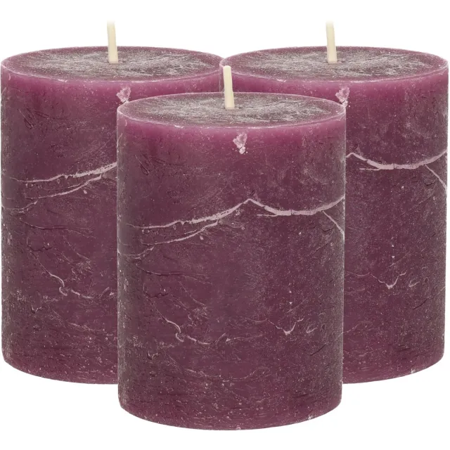 Atmosphera Atmospera Stompkaars/cilinderkaars - 3x - bordeaux rood - 7 x 9 cm - middel rustiek model