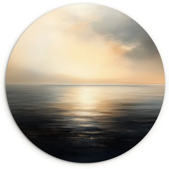 WallCircle Wandcirkel 120x120 cm - Muurcirkel Zon - Horizon - Zee - Muurdecoratie woonkamer - Wanddecoratie slaapkamer - Kamer decoratie accessoires - Ronde schilderijen