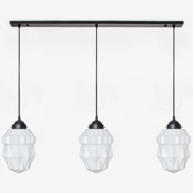 Coloured by Art 3 x Theatre lampen aan plafondbalk Moonlight - Art Deco Trade Zwart