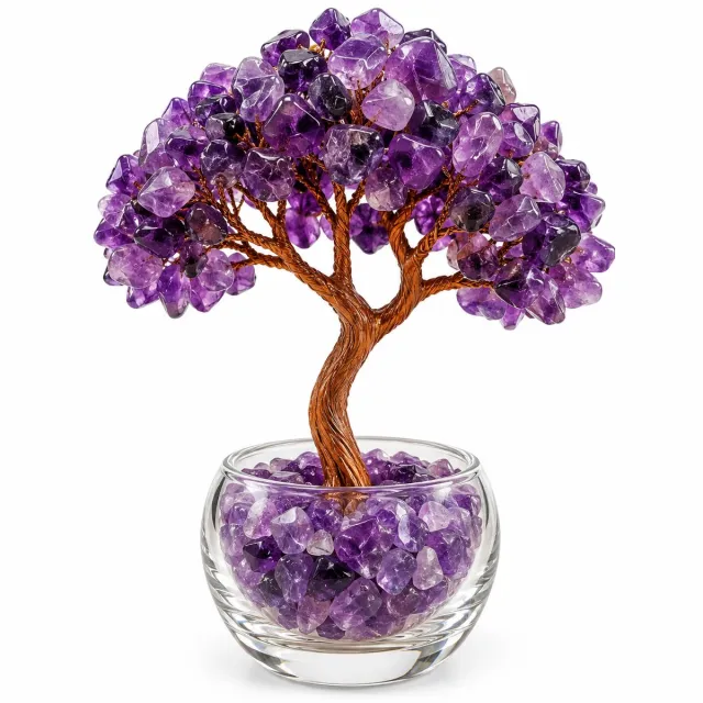 S4H Amethist Edelsteenboom – Levensboom met Echte Amethist – Edelstenen Decoratie voor Rust, Balans & Positieve Energie