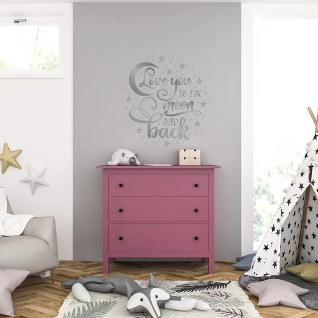 MC Living Muursticker - Love You To The Moon And Back - 40,6 x 44,1 - Zilver