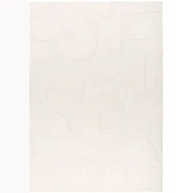 Dutch XXL Japandi Vloerkleed | Tapijt | Focus | Geometrisch | Crème | 120x170 cm