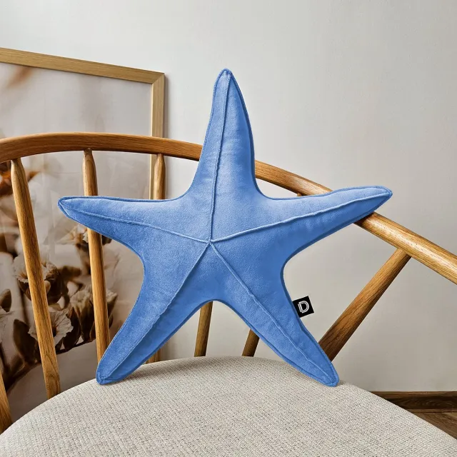 Decordruk VELVET - Sierkussen - Blauw - Stervorm - Zacht Velvet