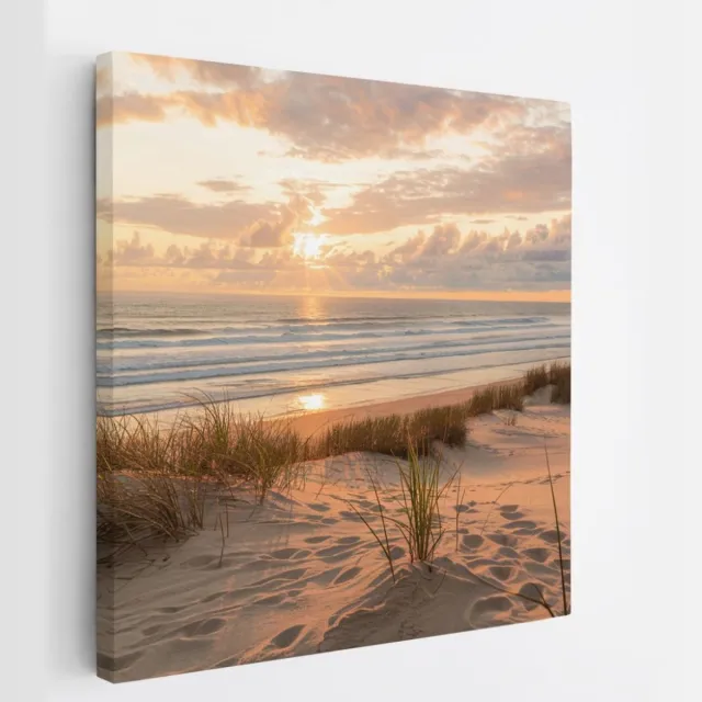 Saammp Canvas Schilderij - Strand En Zee - duinen - 60x60 - Foto op canvas - Wanddecoratie - muurdecoratie Woonkamer - Slaapkamer decoratie - Canvas Print Multicolor