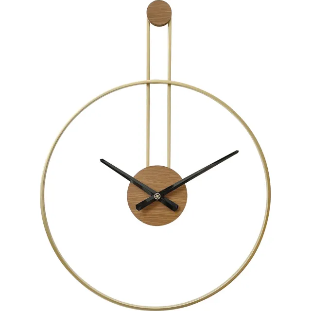 LW collection Wandklok goud Fargo 55cm - grote industriële gouden wandklok - Moderne wandklok goudkleurig industrieel - Stil uurwerk