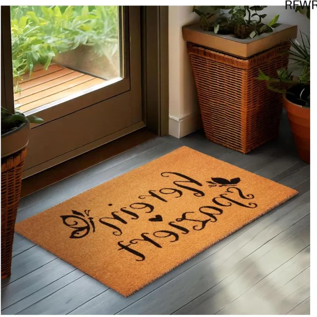RFWR Deurmat voor Buiten en Binnen - 45 x 75 cm Vuilvangmat van 100% Kokos - Weerbestendige en Slipvaste Buitendeurmat - Bruin
