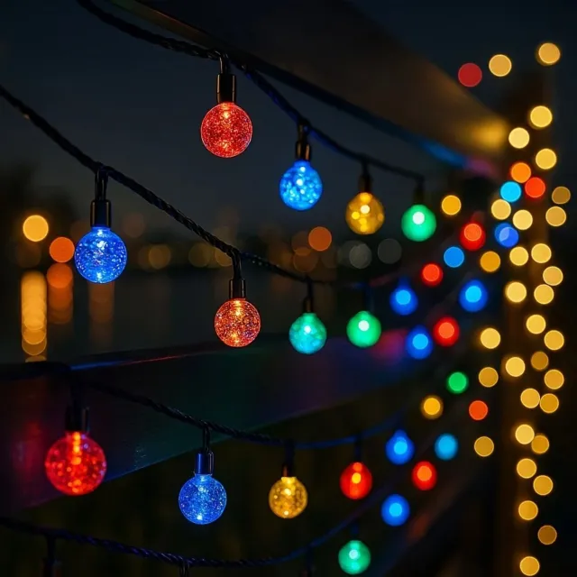 Lilac & Lily Solar Multicolor LED-lichtsnoer 22M – RGB Kristalbollen - Sfeervolle Buitenverlichting - Zonne-energie - Dimfunctie