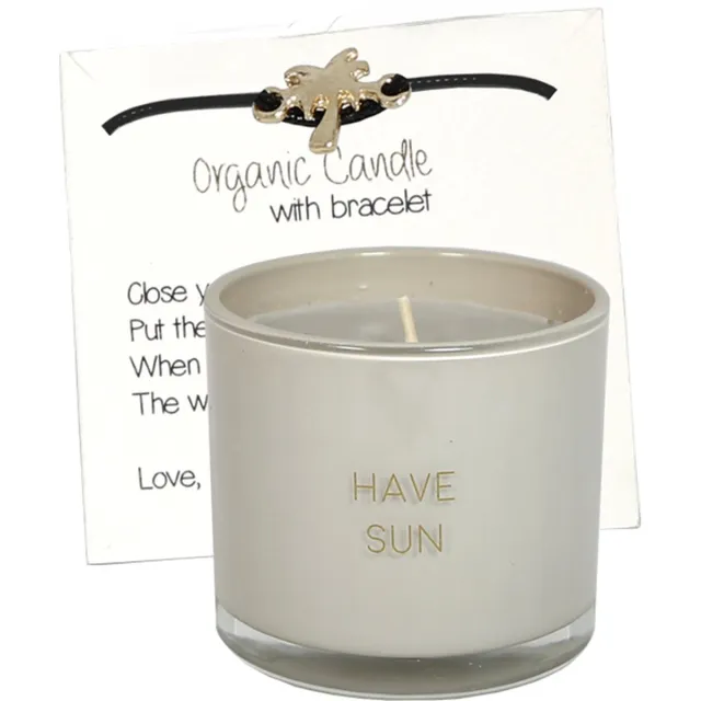 My Flame Lifestyle MY FLAME - sojakaars met wensarmbandje - 'Have Sun' - Fig's Delight - 35 branduren - Licht grijs