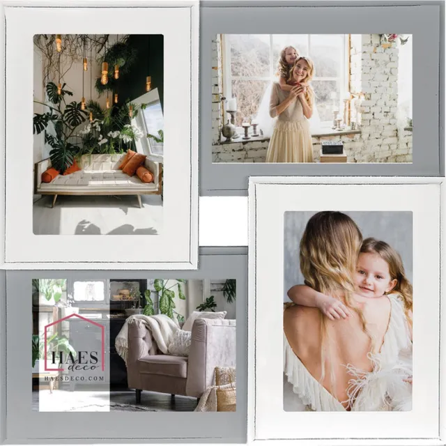 Zep HAES DECO - Houten Galerie / multi fotolijst Valence 4Q in de kleuren grijs en wit voor 4 foto's 10x15 (formaat 31,5x31,5 cm) - HH154HS Multicolor