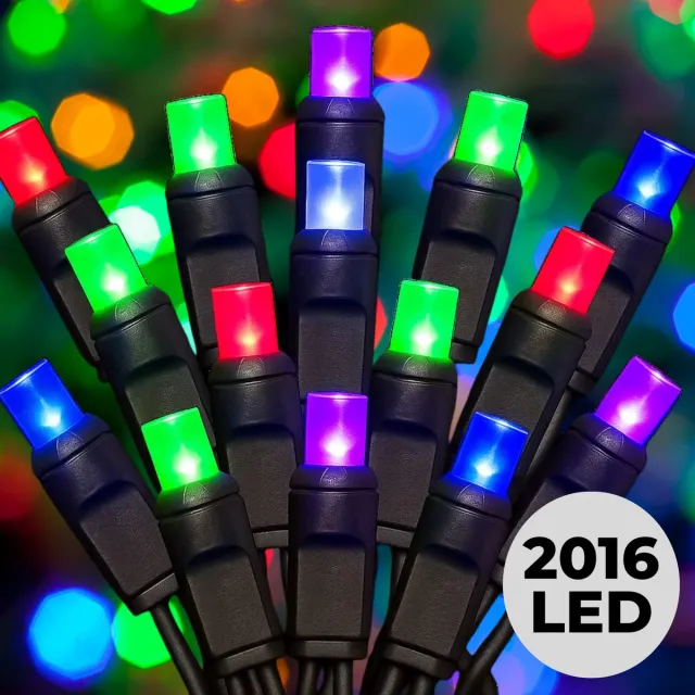 Lomera Clusterverlichting - Kerstverlichting - 2016 Led's - Multicolor Verlichting - Binnen en Buiten - IP44 Beschermwaarde - Zwarte Kabel - 8 Lichtfuncties - Geheugenfunctie - Niet Vervangbare Led's