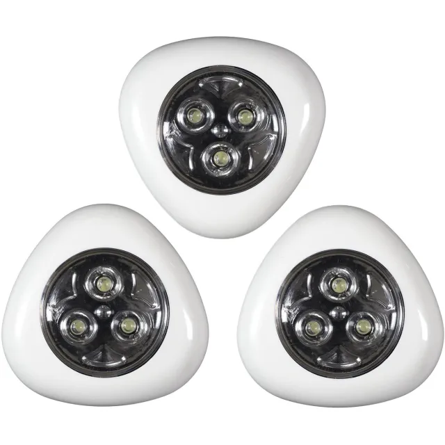 HOME DECO FACTORY LED Druklampjes set van 3x - wit - touch - zelfklevend
