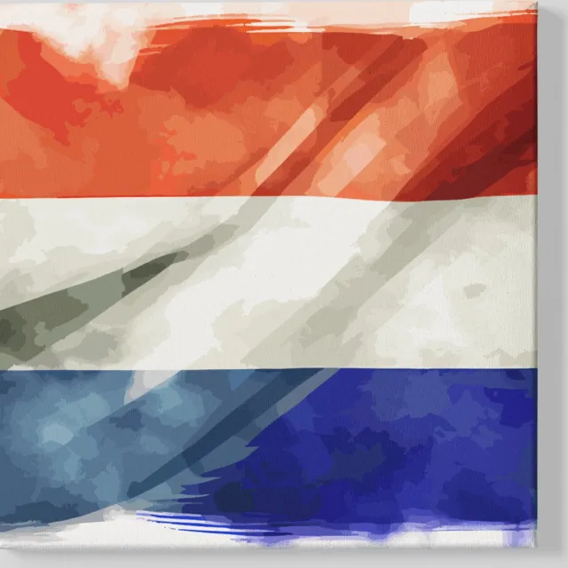 Trendex Global Canvas Schilderij - Nederland - Vlag - Vlaggen - Wanddecoratie - 40x40 cm Rood