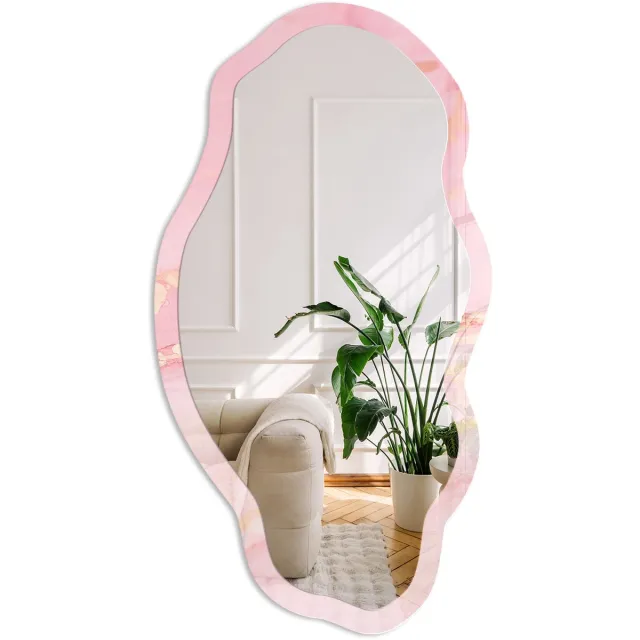 Coloray Roze Droom Spiegel - Roze Moderne Rechthoekige Wandspiegel - Organische Spiegel - Woonkamer - Klassiek - 45x90 cm - Totale afmeting 52x97 cm Roze Droom, Roze