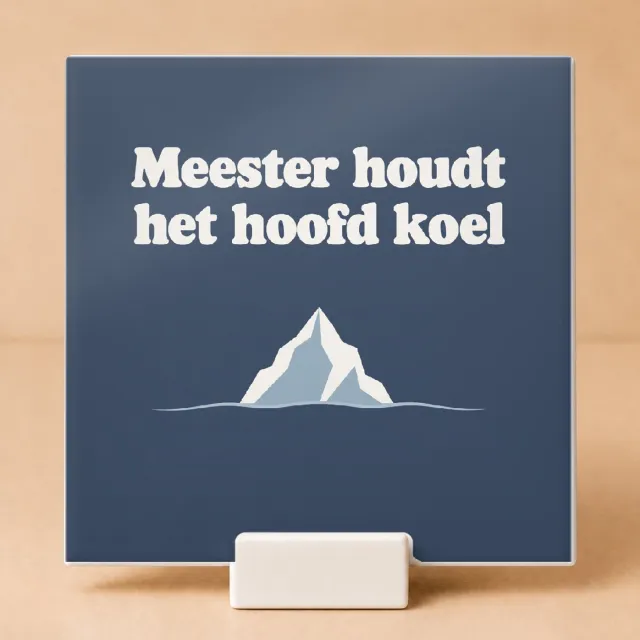 Bedruk King Vintage jaren 70 retro 'Meester houdt het hoofd koel' Tegel – Leuke decoratie voor telefoonvrije klassen en leraren - 11 x 11 cm met houder Wit