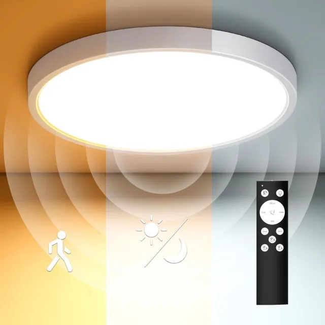 Lexium Store Sensor lampjes met bewegingsmelder - Wit - 23 cm 20W - Dimbare LED plafondlamp met radar en afstandsbediening - Voor binnen