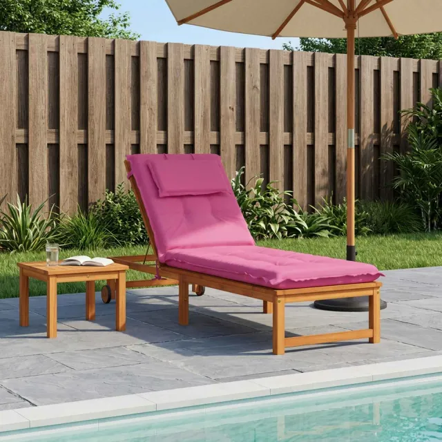 vidaXL Ligstoel Kussen GEMERT 100% Polyester Roze 190 x 50 x 9 cm