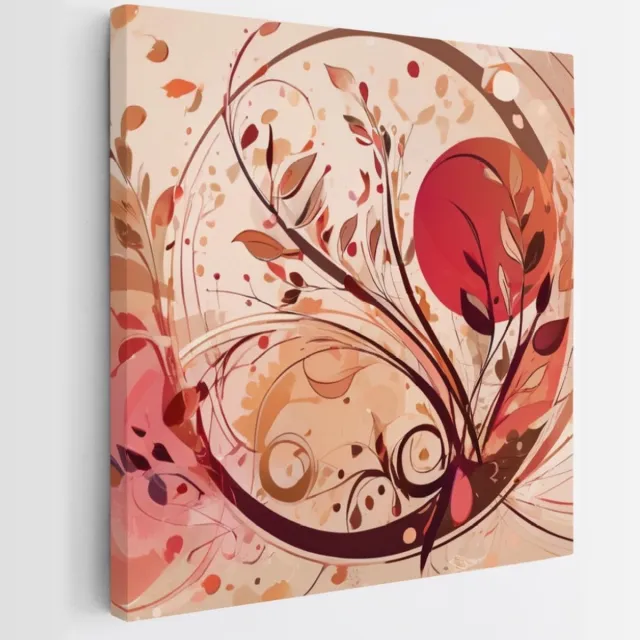 Saammp Canvas Schilderij - Planten - Rood - Abstract - 30x30 - Foto op canvas - Wanddecoratie - Muurdecoratie Woonkamer - Slaapkamer decoratie - Canvas Print Multicolor