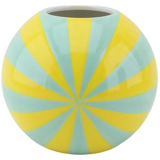Housevitamin Vaas -Bloemenvaas Swirl- Dolomiet - Geel/Mintgroen - 20x20x17cm
