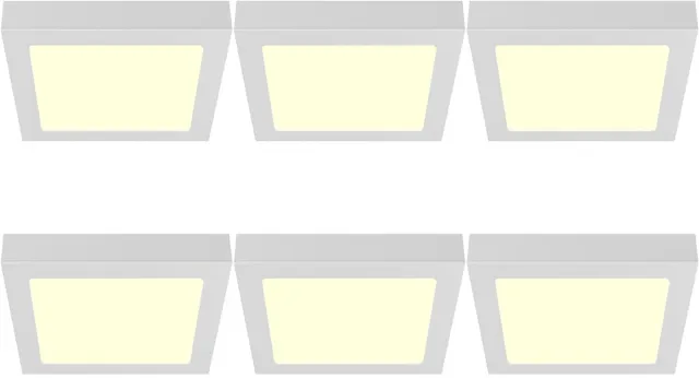 BES LED LED Paneel Slim Opbouw 6 Stuks - Brinton Thin - 24W 2400lm 120° Bundelhoek - Warm Wit 3000K - IP40 - Vierkant - Wit - 272x272mm
