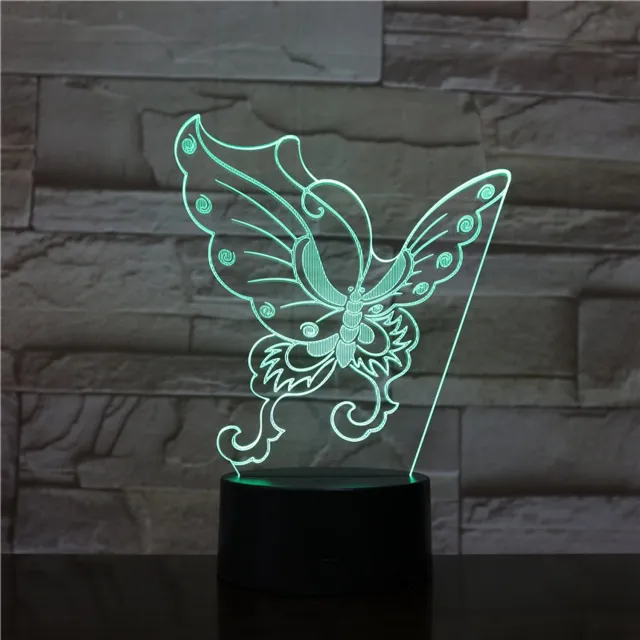 MC Living 3D Led Lamp Met Gravering - RGB 7 Kleuren - Vlinder