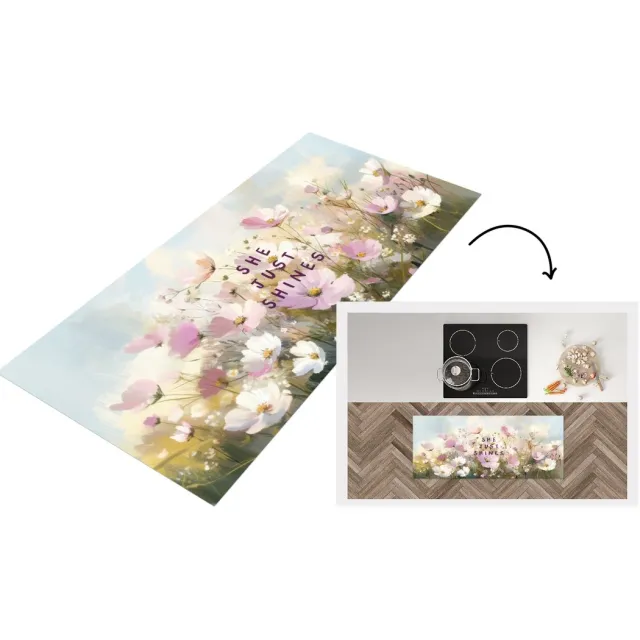KitchenYeah Keukenloper - Keukenmat vinyl Quote - Bloemen - Schilderachtig - Keukenmatten loper - Keuken vloerkleed tapijt Bloemen - Quote