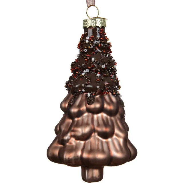 Kaemingk kersthanger kerstboom chocoladebruin pailletten 13,5 cm
