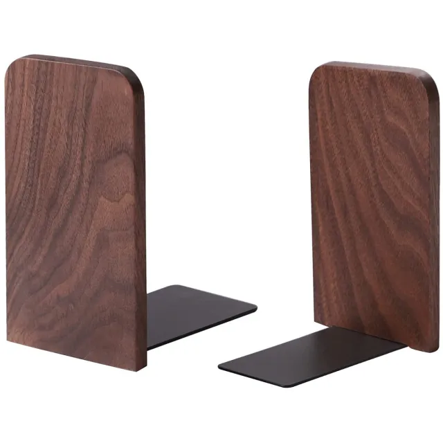 Famanu Houten boekensteunen, decoratieve boekensteunen voor planken, stevige boekenstop, ideaal voor thuis, kantoor of school, 13 x 10,8 x 8 cm Naturel