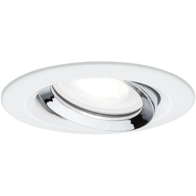 Paulmann LED-inbouwlamp Nova Plus Enkele lamp zwenkbaar IP65 rond 93 mm 30° GU10 6W 470lm 230V dimbaar 4000K Wit mat, Chroom