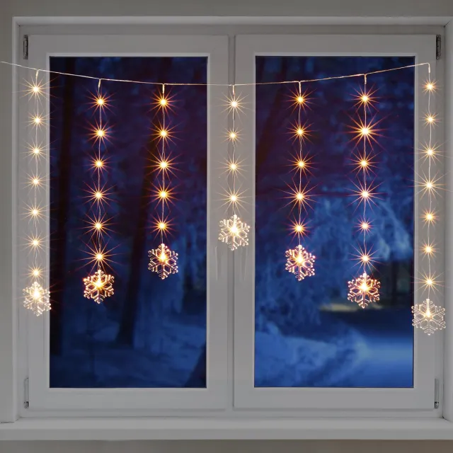 Hi Kerstverlichting lichtgordijn - voor het raam -140 cm -sneeuwvlok - raamverlichting