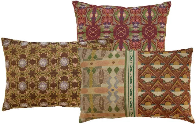 NIN-NIT Classique kussenset - 3 verschillende sierkussens met bloemenprint - natuurprint - bladeren - zonnetjes - grafisch - rood - oranje - bruin - beige - groen - paars - roze -lila - oranje - multicolor - 50x50 cm en 60x40 cm.