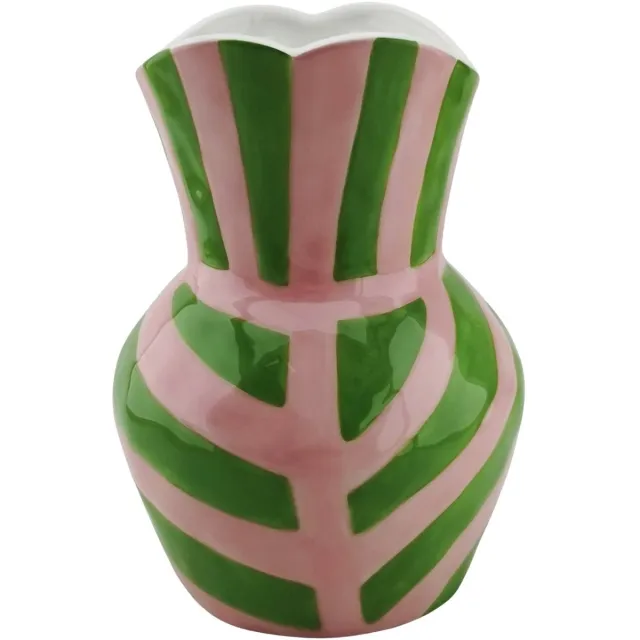 Housevitamin Vaas-Streep-Groen/Roze Dolomiet-16x16x22cm