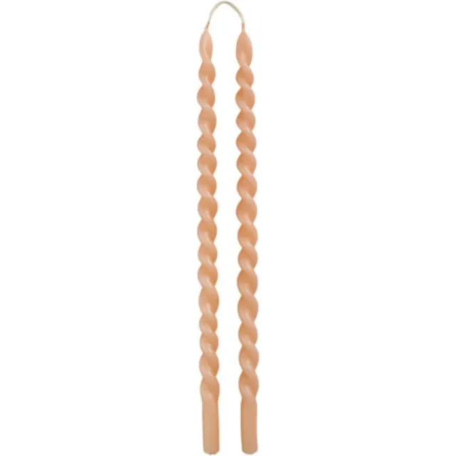 Rustik Lys Kandelaar kaars twister - Gedraaide kaars - Twister Kaars - Swirl candle - Twisted candle - 4H - 1,2 x 30cm - Pastel rose BRIQUE