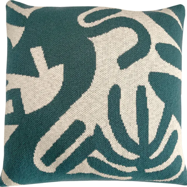Malagoon Floral victory knitted cushion green Groen, Offwhite